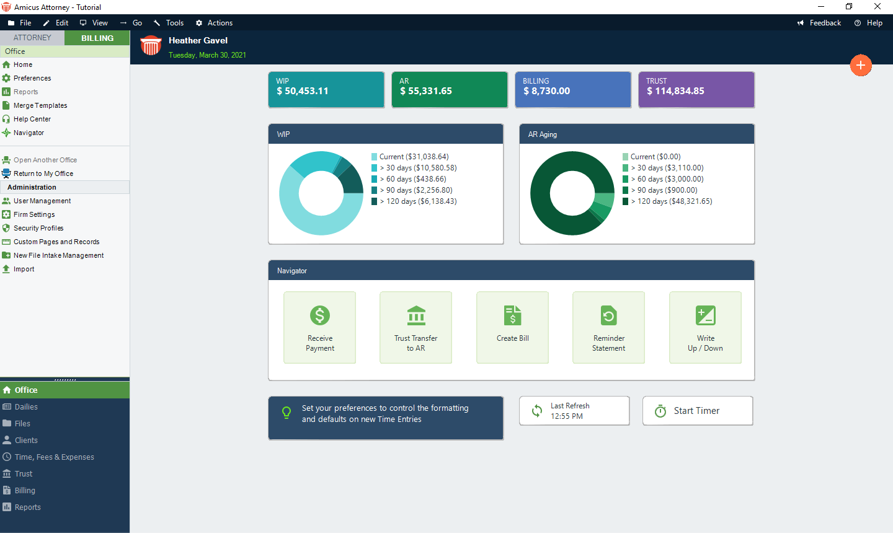 screenshot of Amicus Attorney